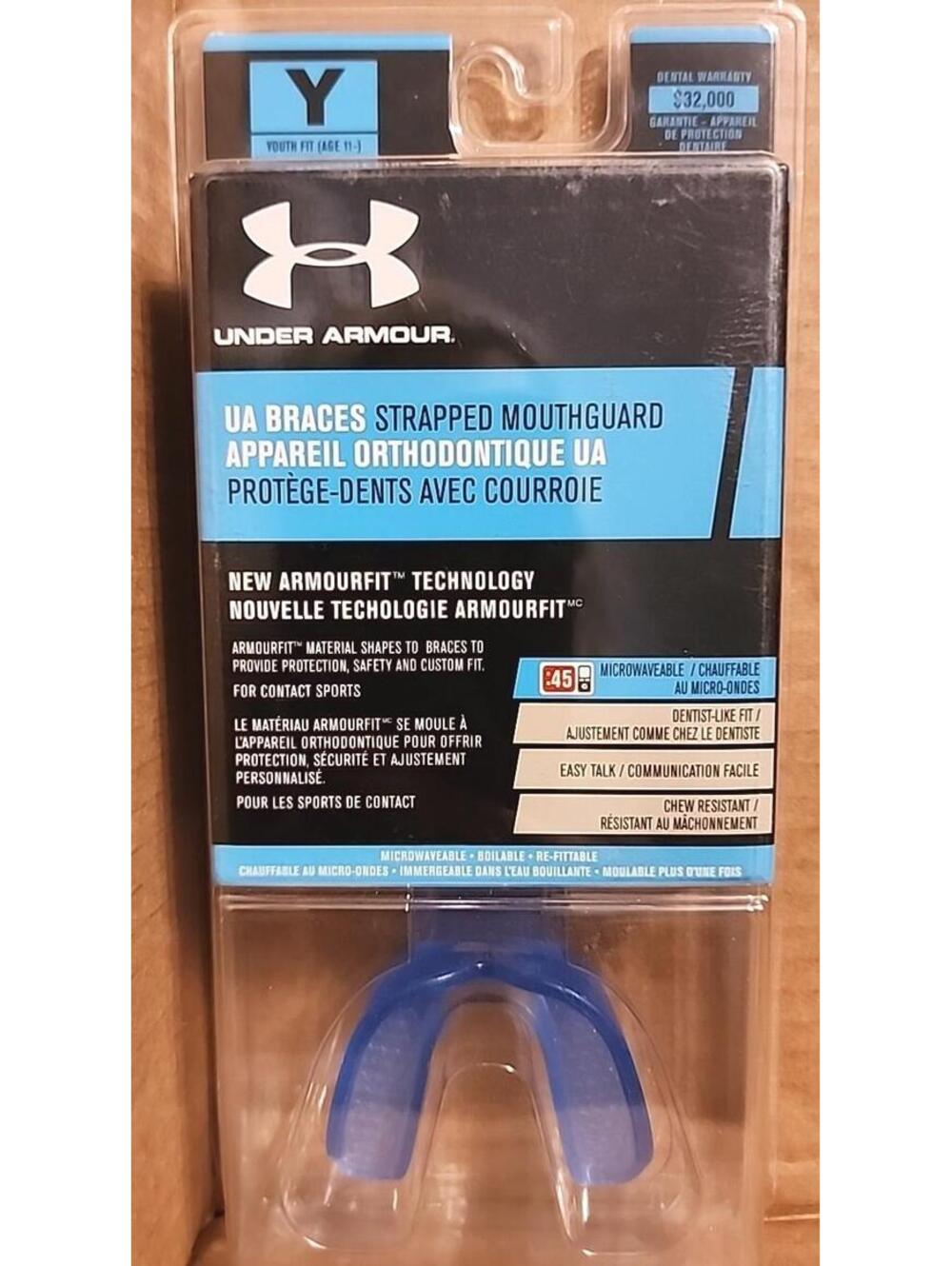 Lot of Under Armour Braces Strapped Mouth Guard for ages 11+ Blue R-2-1251-Y NEW